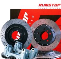 จานเบรคขยาย Runstop brake disc front ตรงรุ่น MG ZS front คู่หน้า ขอบ17 ขนาด 328 จานเบรค จานขยาย ลายเจารู เซาะร่อง ลายก้างปลา Fsc Bsl