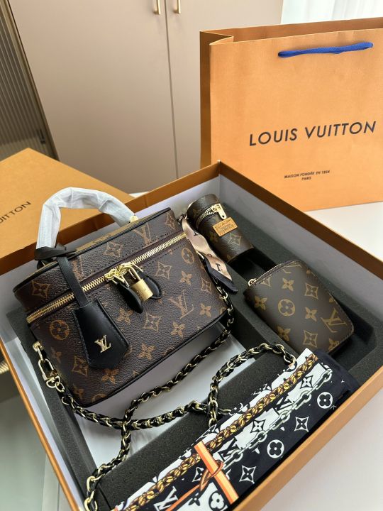 LV BOX SLING / MAKEUP BAG WITH BOX, Women's Fashion, Bags