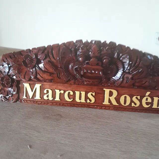 Papan Nama Meja Nameplate Kayu Ukiran Barong Bali Lazada Indonesia