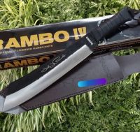 มีดยาว อุปกรณ์เดินป่า มีดปลายเรีวย RAMBO 4)lV ใบดำลาย ยาว (40cm) พร้อมชองน้ำตาล มีดอเนกประสงค์ เหมาะกับการเดินป่า แคมปิ้ง สินค้าพร้อมส่ง