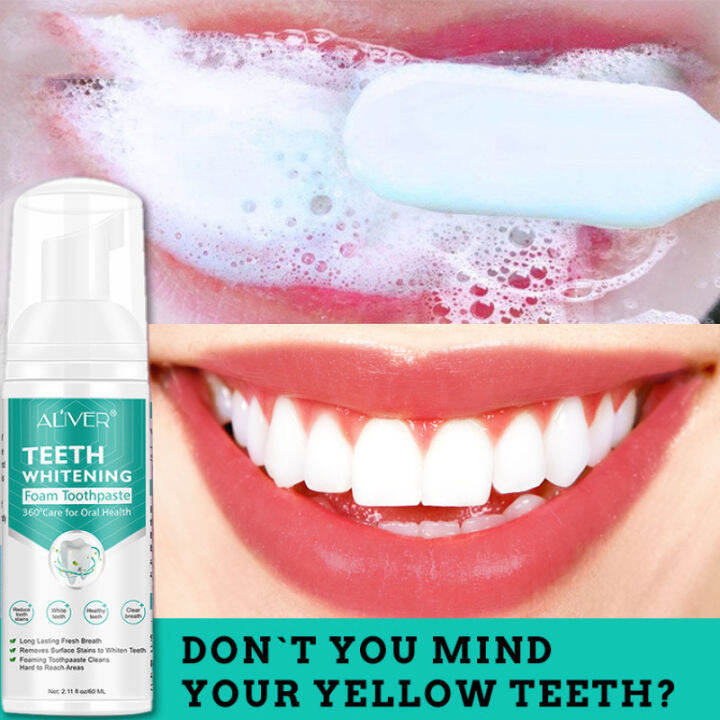 Tooth Whitening Mousse foam Toothpaste 60ml Deep cleaning Gum stains Remove fresh breath Oral