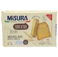 มิซูร่า ขนมปังโฮลวีตอบกรอบชนิดแผ่น Misura Fibrextra Wholemeal Rusks Slice Wholewheat Toast 320g.