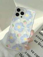 เคสโทรศัพท์มือถือ IPhone สีใสลายดอกไม้สีฟ้า พร้อมส่ง Hope_Shop46