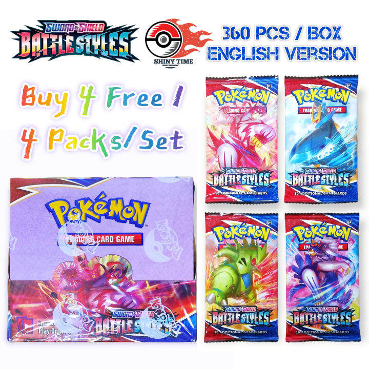 360pcs Cards/per Box & 1 Set/4packs Pokemon Sword & Shield Battle ...