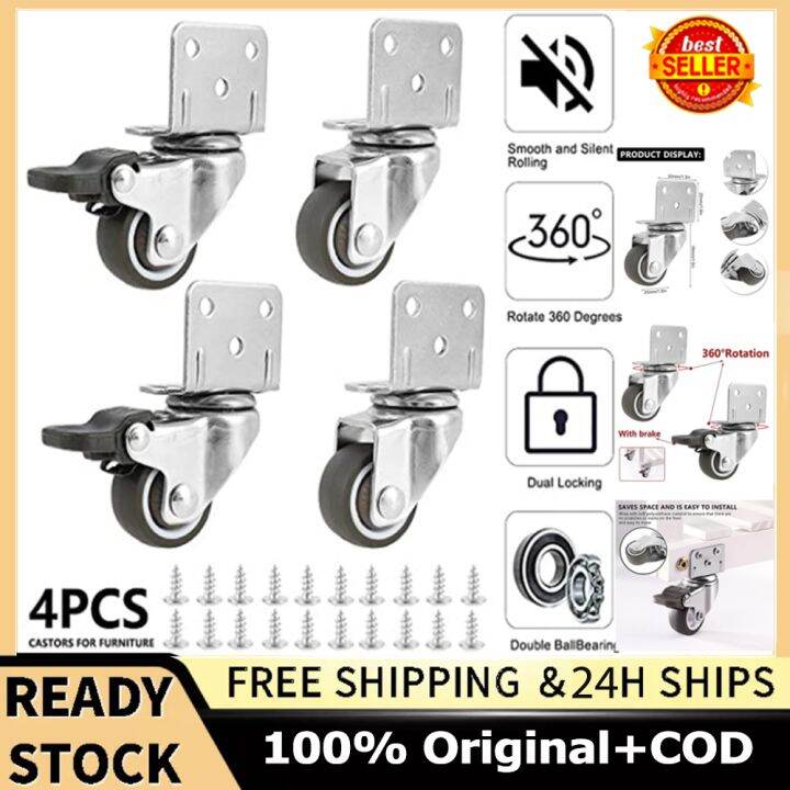 4 Small Furniture Casters, 25 Mm With Brakes, Furniture Casters Made Of