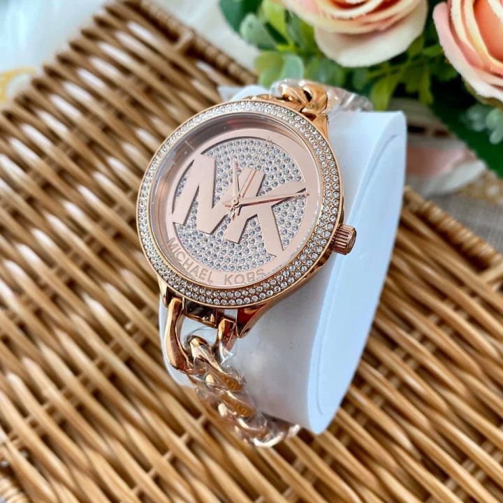 รับประกันของแท้-michael-kors-michael-kors-rose-gold-tone-watch-mk3475-size-38-mm