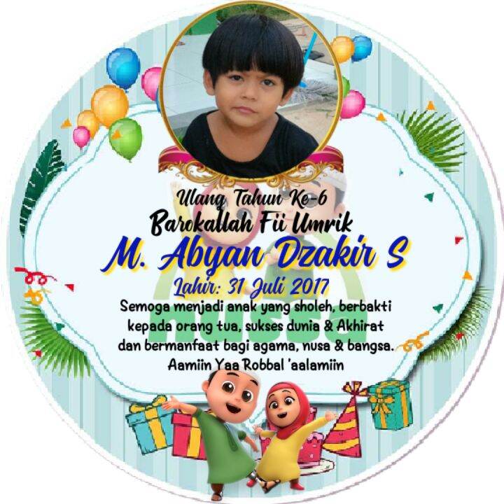 50 Stiker Label Bulat Tumpeng Mini Karakter kartun Nusa Rara Acara