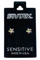 ?STUDEXearring for sensitive stainless316L DAISY RAINBOW GOLDดอกไม้คริสตัลรุ้งสีทองสำหรับผิวแพ้ง่ายUSAแท้?%ไม่ลอกไม่ดำ