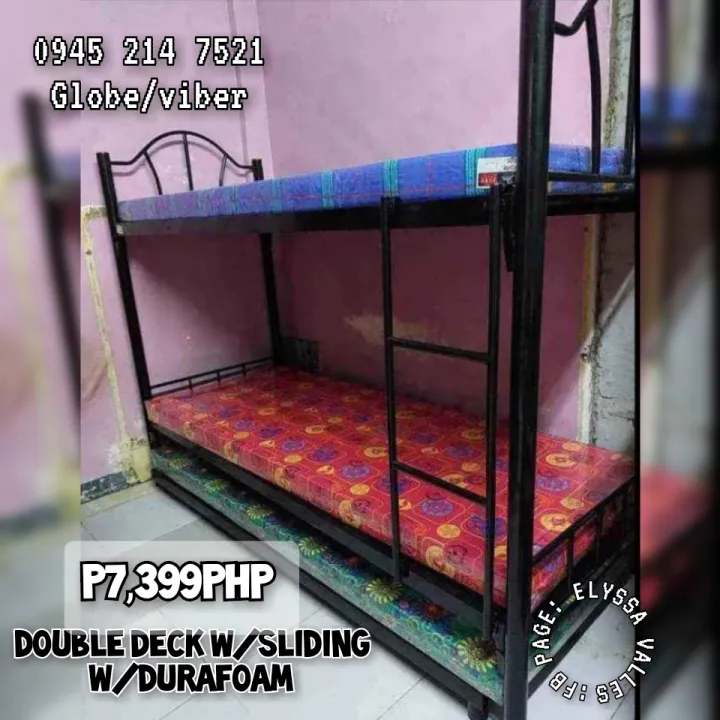 cash on delivery double deck single with pull out with dura foam