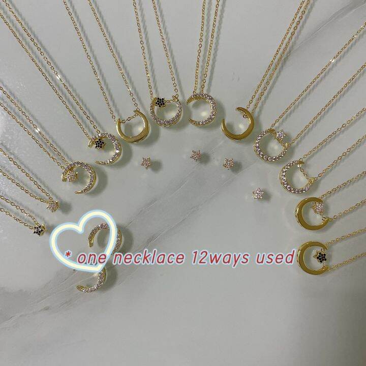 One necklace 12ways used Korea fashion jewelry design moon star necklace |  Lazada PH
