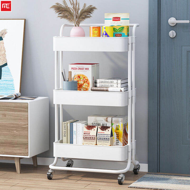 3 Layer Trolley Cart Organizer Shelf Storage Rack with Wheels kitchen ...