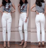 Jeanshouse Jeans กางเกงยีนส์ทรงบอยสีขาว•No.Jh1471•