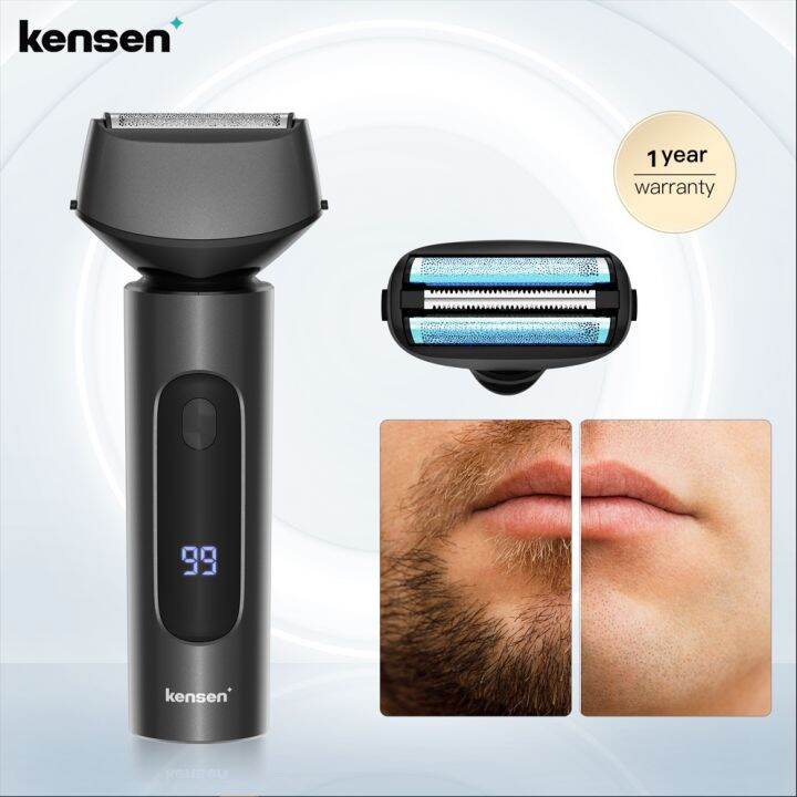 Kensen Electric Reciprocating Shaver Rechargeable 3 Blades Wet And Dry 