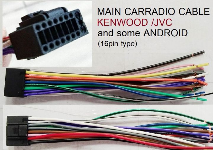 carradio Main cable สำหรับ เครืองเสียงจอandroid/JVC/KENWOOD แบบ 16pin