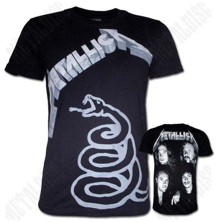 Vintage Style Rock Band Tees Metallica Black Album Snake Modern Bootleg