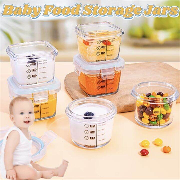 Baby Food Storage Jars Portable Glass Food Supplement Box Sealed