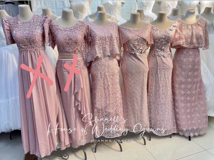 BLUSH PINK MOTHER GOWN/ DRESS NINANG GOWN BEST SELLER DESIGN AND