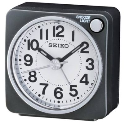SEIKO นาฬิกาปลุก Beep Alarm Clock (Snooze) QHE118K- สีบอร์นดำ