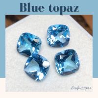 Blue topaz พลอยบลูโทพาซเจียระไน รูปทรงสี่เหลี่ยม พลอยแท้ พลอยสีฟ้า