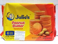 Julies​ ขนมปังกรอบสอดไส้ครีมเนยถั่ว บิสกิตจูลี่ส์ Peanut Butter Sandwich Biscuits 180 กรัม