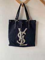 YVES SAINT LAURENT Tote Bag YSL Logo Canvas Black แท้100%