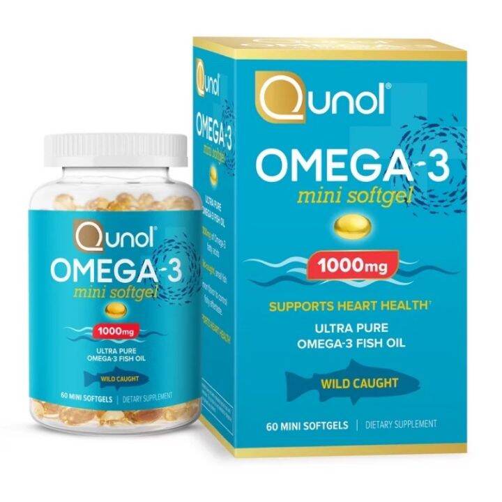 Viên uống dầu cá Ultra Omega 3 mini fish oil 1000mg Qunol Mỹ 60 viên