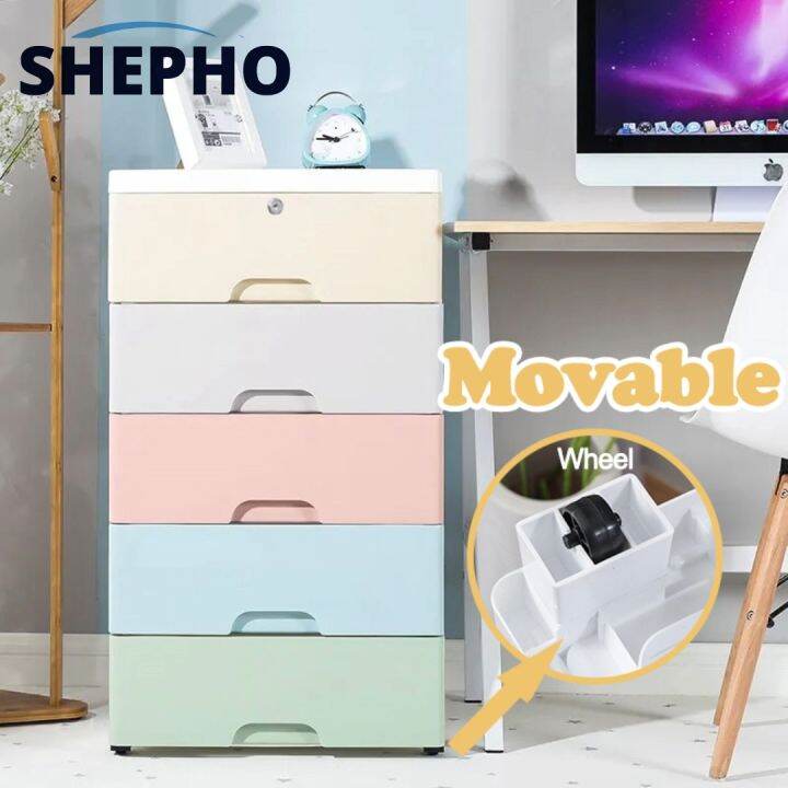 SHEPHO White 45cm Wide Storage Lockable With Wheels Thickened