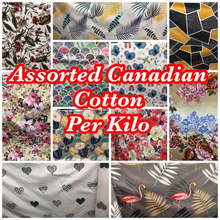 ASsorted Canadian Cotton (no choosing of designs) 1kilos=3.5yards 9296width Price per Kilo