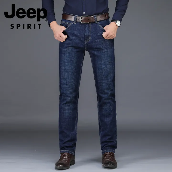 JEEP SPIRIT Men's Jeans Oversized Loose Pants Straight Jeans Business ...