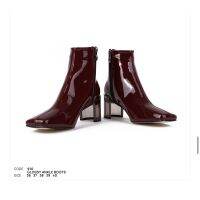 Coat Over [สินค้าใหม่] GLOSSY ANKLE BOOTS สีเลือดหมู❤️ รองเท้าบู๊ท รองเท้าแฟชั่น❤️รองเท้าแฟชั่นเกาหลี Size 39