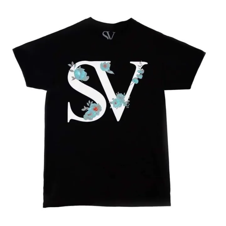 ORIGINAL SV MERCH FLORAL TRIDENT, METALLIC BLUE SHIRT FOR MEN AND WOMEN