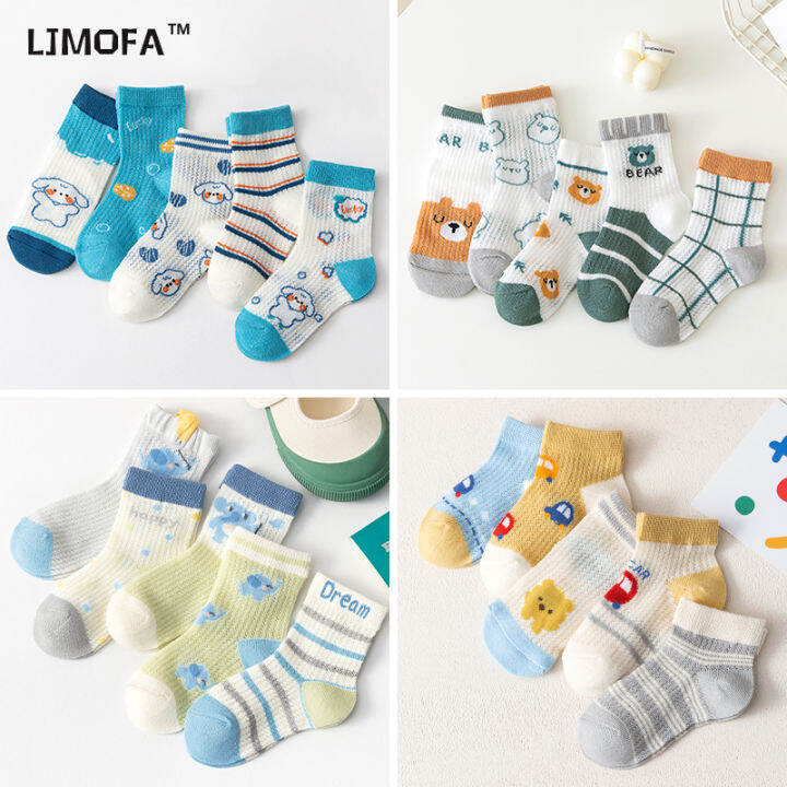 Ljmofa 5 Pairs 1-12y Kids Boys Summer Cool Sock Cute Fashion Soft 