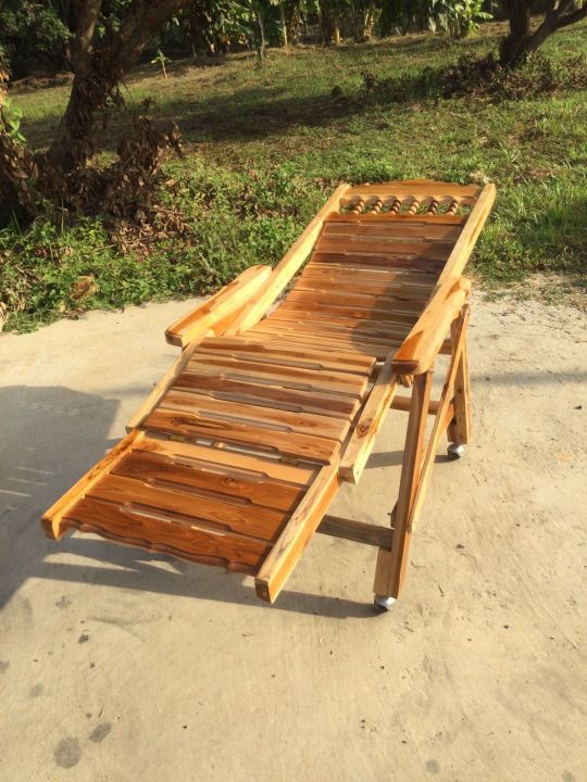 เก้าอี้ฮ่องเต้มีล้อเลื่อน-ปรับเอนนอนได้ตามที่ต้องการ-ทำจากไม้สักแท้-ขนาดกว้าง76ยาว90สูง132ซม-มีสีสักทองสีใสธรรมชาติ-ให้เลือก-ส่งฟรี