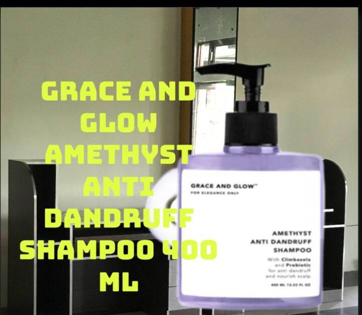 Grace and Glow Amethyst Anti Dandruff Shampoo 400 ml Shampo Anti Ketombe with Climbazole
