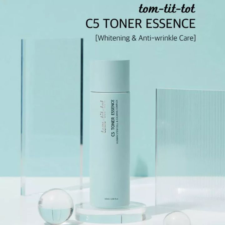 tom-tit-tot-c5-toner-essence-145-ml-whitening-amp-anti-wrinkle-care-human-stem-cell-amp-calming-complex-โทนเนอร์-น้ำตบ-สเต็มเซลล์มนุษย์-เป็นคลามมิ่ง-ปลอบประโลมผิว-รักษาสมดุลของผิว-ให้ผิวชุ่มชื้น-สุขภา