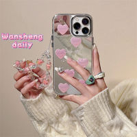 Wansheng เคสโทรศัพท์มือถือมีโซ่ลายภาษาอังกฤษรูปหัวใจสีชมพูสาวแซ่บสุดเท่เคสมือถือ iPhone 14promax iPhone 13แบบใหม่11 14Pro เคสซิลิโคนกันกระแทกไอเดียสร้างสรรค์สไตล์มินิมอลสำหรับผู้หญิง12 14PM