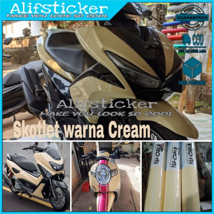 Skotlet Motor Warna Cream Scoopy Stiker Krem Sticker Motor Cream Beige