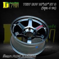 TE37 SUV 18x9 ET0 (4วง)ล้อเบา Flow Forming ล้อแม็กใหม่ สีกันเงา เลเซอร์หยอดแดง งานสวย แข็งแรง (แถมฟรีจุ๊ปลมแต่ง4ตัว)