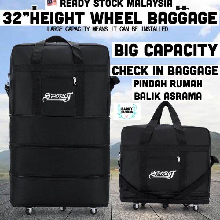 32” Height Wheel Baggage Travel Bag with 5 Small Wheel Beg Balik ...