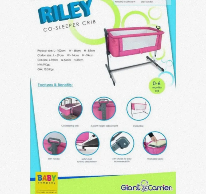 CO SLEEPER CRIB ORIGINAL GIANTCARRIER BRAND/ ADJUSTABLE HEIGHT AND DROP