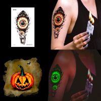 Sticker tattoo เรืองแสง halloween ghost party ตกแต่งร่างกาย ติดง่าย ติดทน