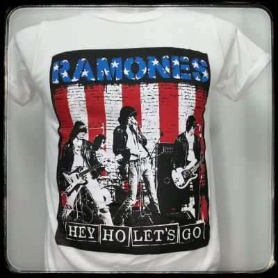 เสื้อวง Ramones​ผ้า​บาง​50คอกลมสีขาวชายหญิง