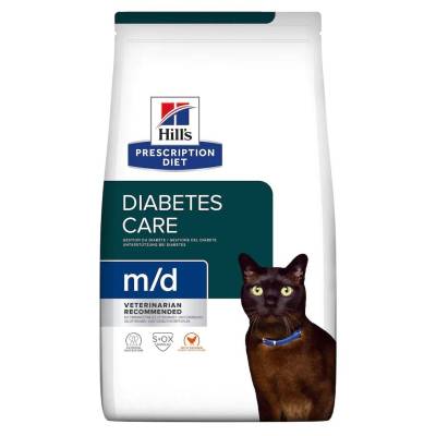 Hills® Prescription Diet® m/d® GlucoSupport Feline with Chicken 1.81 kg. อาการเม็ดแมว
