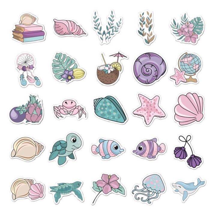 sticker-สติ๊กเกอร์-นางเงือก-225-เจ้าหญิง-50ชิ้น-น้องน่ารักมาก-ปลา-ทะเล-baby-shark-เด็ก-mermaid-เงือก-ariel-แอเรียล-เบบี้ชาร์ค