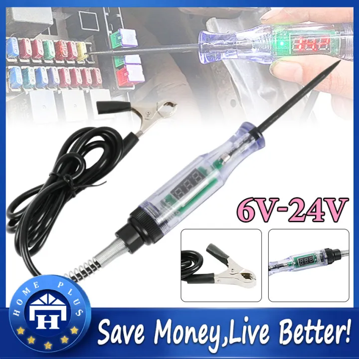 SchuhRia Test Light Automotive,Circuit Tester 6V-12V-24V,ABS Handle Material,Long Steel Probe Coating PU And Alligator Clip, For Continuity Voltage, For