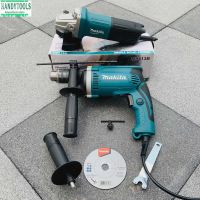 Makita สว่านกระแทก สว่าน ขนาด 5 หุน รุ่น HP1630 ขนาดเจาะ 16mm กำลัง 710W+ Makita หินเจียร 4นิ้ว รุ่น M9513-850W แถมใบตัด 1 ใบ