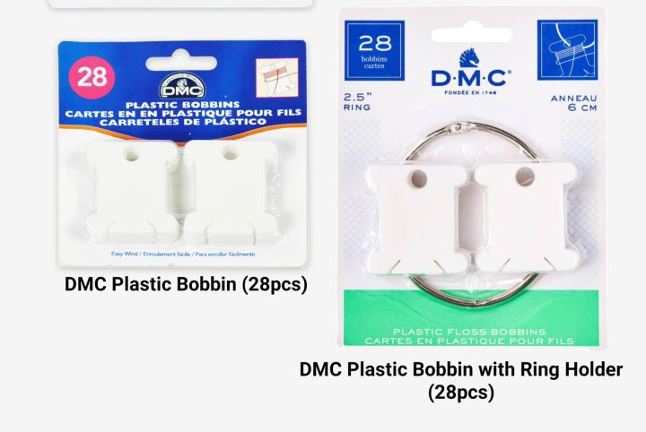 DMC Floss - Bobbins Plastic - With Metal Ring - 28 Piece - Craft