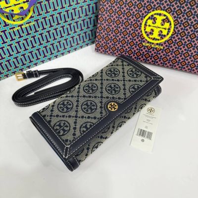 Outlet แท้100% กระเป๋าสตางค์ T MONOGRAM JACQUARD CHAIN WALLET