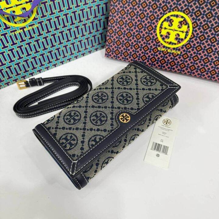 outlet-แท้100-กระเป๋าสตางค์-t-monogram-jacquard-chain-wallet