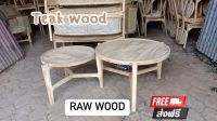 Teakwood side table  2 โต๊ะกลางกลม ขนาด 60 and 80 ซม. ทำจากไม้สักแท้ โต๊ะคู่ โต๊ะ โต๊ะกาแฟ โต๊ะกาแฟห้องนั่งเล่น โต๊ะกาแฟไม้สัก